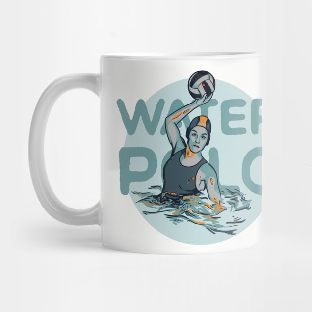 Water Polo Vintage Woman Shooting by polliadesign